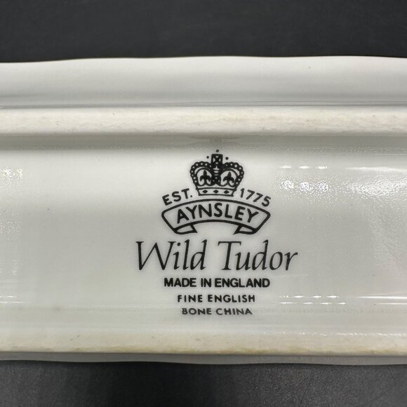 Vintage Mint Tray Aynsley England Wild Tudor Bone China Floral Trinket Dish - Picture 4 of 9